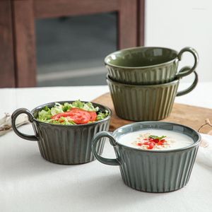 Skålar japansk vintage keramisk skål frukost tallrik kreativ personlighet hem mjölk dessert bubbla nudel sallad maträtt