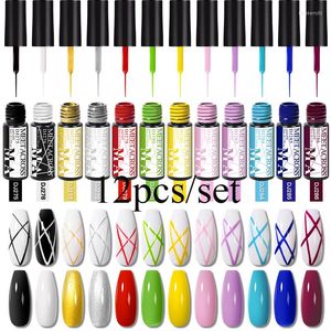 Nail Gel MEET ACROSS 6/12Pcs Liner Set Line Polish Kit Art Design For UV Paint Drawing DIY Painting Varnish