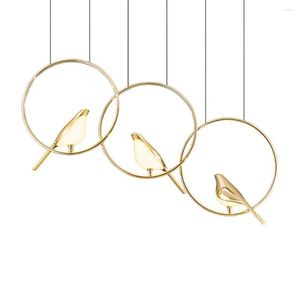 Pendant Lamps Nordic Modern Design Golden Bird Led Lights For Bedroom Kitchen Dining Room Hanging Lamp Luxury Home Deco Luster Fixture