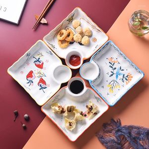 Plates Creative Cute Ceramic Dumplings Bowl Sushi Plate With Sauce Dish Kitchen Tableware Dinner Dessert Fruit Tray