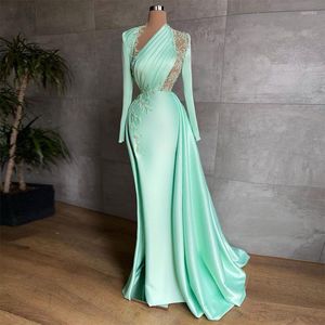 Вечеринка в монетном зеленом элегантном русалке PROM Appliques High Split Women Formal Evening Wageant Honeds Made