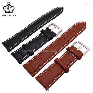 Watch Bands MG.ORKINA Black And Brown Band Width 20 22 24mm Interchangeable Italian Genuine Leather Strap For Watches Deli22