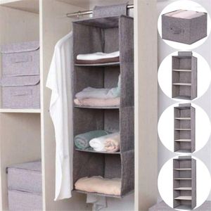 Storage Boxes Cotton Linen Wardrobe Hanging Bag Interlayer Drawer Type Clothes Hangers Holder Portable Organizer Closet