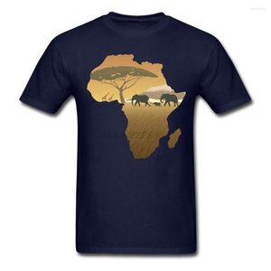Men's T Shirts Africa Map Landscape Roll Customized Purple Tees Simple Tee For Males Big Size Cotton Round Neck Print
