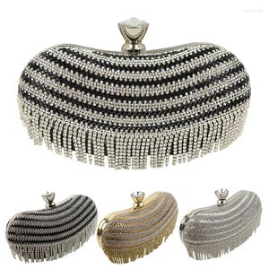 Bolsas de noite com tassel strassões embreagem femininas miçangas bolsas damas de luxo Bolsa preta / prata / dourada vintage