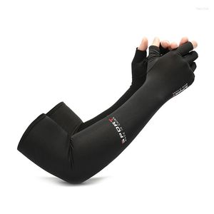 Knee Pads Ice Silk Arm Sleeve Men Summer Lengthen Cycling Cuff Driving Camouflage Anti-Skid Cool Half Finger Sunscreen Gloves Women