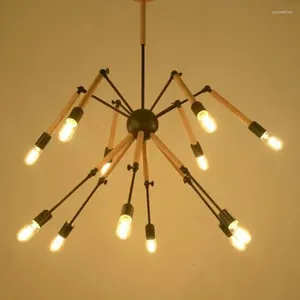 Pendant Lamps Modern Decorations Wood Spider Ceiling Lamp Vintage Industrial Nordic Loft Retro Antique Restaurant Dining Light