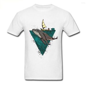 T-shirt da uomo Listing T-shirt da uomo Whale Geometric Ink Painting Tee Shirt Impressionante Cartoon Design Top per adulti Famiglia Abbigliamento bianco