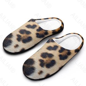 Тапочки животные леопардовые при печати кожа (12) Сандалии плюшевые повседневные сохранения тепло