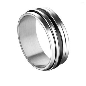 Wedding Rings Unique Roll Stainless Steel For Men 8mm Silver Color Finger Ring Engagement Bands Punk Jewelry Size 6.5-11.5