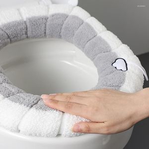 Toilet Seat Covers Household Cover Soft Plush With Handle Washable Easy Clean Autumn Winter Keep Warm Bathroom Supplies