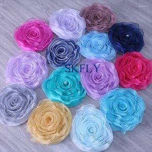 Stuhlabdeckungen CH091 Einzigartige elegante viele Farben 2023 Großgröße Organza Handgemachte Rosenblume mit Spandex Band