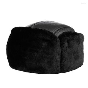 Berets gpbd skórzany kapelusz zima plus aksamitna ciepła warstwa głowicy bezceryważe na zewnątrz kołnierzowe czapki ochrony ucha