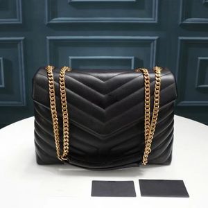 LOULOU Classic Designer Real Leather Chain Bag Super Quality Women Shoulder Bags Lady Style Black Nude Gray 32 and 25cm Two Sizes