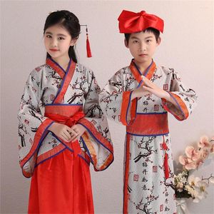 Bühnenkleidung Frühling Herbst Junge und Mädchen Oriental Retro Hanfu Kinder Chinesischen Stil Stickerei Kleid Kind Leistung Rollenspiel Kostüm