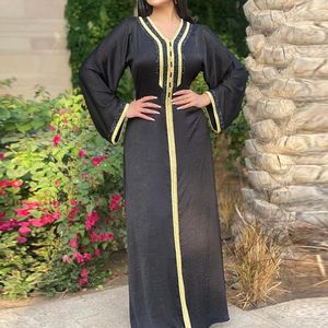 Abbigliamento etnico Abaya nero per donna Dubai Abiti da sera turchi pakistani Eleganti signore musulmane islamiche Moda Plus Size Caftano