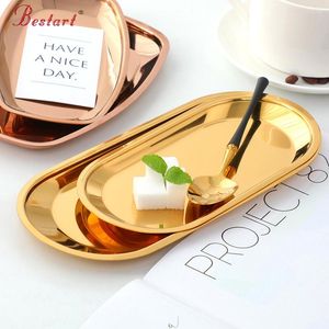 Plates Simple Stainless Steel Tray Household Plate Nordic Style El Bar KTV Fruit Snack