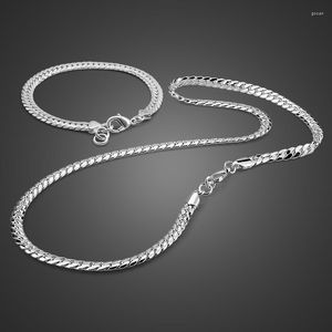 Naszyjnik Zestaw mody chłopiec srebrny / bransoletka 925 Sterling Horse Whip Design Cain