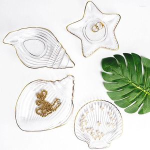 Dinnerware Defines Series Ocean Series Glass Gold Jewelry Plate Crystal criativo Tableware sobremesa Acessórios de cozinha Conjunto de jantar e pratos