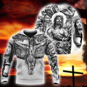 Felpe con cappuccio da uomo PLstar Cosmos Christian Catholic Jesus God Guard Retro Tuta Divertente 3Dprint Uomo / Donna Moda Harajuku Pullover A7