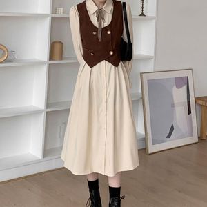 Casual Dresses Women Dress Spring And Autumn 2023 Bellflower Skirt French Retro Long Vest Suit Two-piece Female