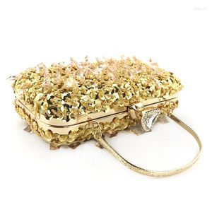 Evening Bags Luxury Women's Crystal Hand Holding Dinner Bag Handmade Double-sided Beaded Sequins Hanging Diamonds Ladies Clutch