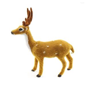 Christmas Decorations 1Pcs Mini Simulation Reindeer Ornament Plastic & Plush Decoration Kids Toy Deer Tree