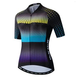 Racingjackor 2023 Kvinnor Cykling Jersey Summer Short Sleeve Mtb Shirt Mountain Bike Clothets Pockets Reflective Duick Dry