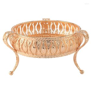 Plates Home Drinks Tray Creative Vintage Fruit Plate Table Snack Iron Storage Box Round Gold Basket Desk Decoration