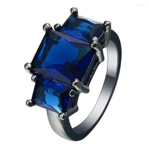 Eheringe Damen Vintage Ring Königsblau Schwarz Zirkonia Schmuck Geschenk Großer Kristall Finger Tropfen Großhandel