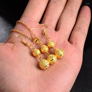 Necklace Earrings Set WANDO Gold Color Round Ball Bead Pendant Necklaces Women/Teenage Girls Party Gifts(8mm 10mm Ball)s144