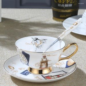 Cups Saucers Porcelain Bone China Coffee Cup And Saucer Luxury Vintage Ceramics Tea Sets Modern Cafe Kitchenware Iced