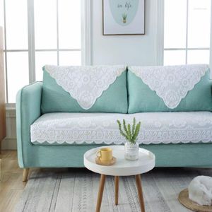 Stol täcker ihålig spetssoffa täcker mjuk elastisk soffa för vardagsrum med fast blommig slipcover anti-ironing icke-tvättande bordduk