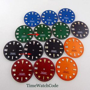 Watch Repair Kits 29mm Dial Face Fit For NH35/NH35A Movement 9 O'clock Crown Left Handed Case Blue/Green/Red/Black/Orange