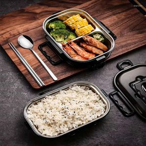 Servis uppsättningar enkelt fack bento box rostfritt stål lunch bärbart företag kök läcksäker container lonchera para hombre