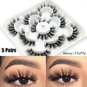 False Eyelashes 5Pairs 8d Faux Mink Wispy Fluffy Lashes Natural Long Messy Eye Extension Återanvändbara sminkverktyg