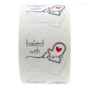 Gift Wrap 100-500pcs Round Business Label Stickers Paper Cute Baked With Love For Baking Packaging Seal Labels Stationery Sticker