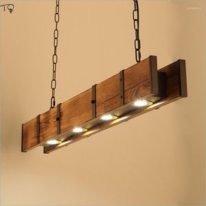 Hängslampor American Industrial Retro Vintage Solid Wood Chandelier Lighting for Restaurant Bar Home Decor Loft Shop Living/Clothing Store