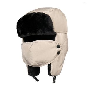 Berets Winter Unisex Gesichtsmaske Ohrenklappe Bomber Hüte Caps Schal Plüsch gefütterte Mütze Dicke warme Outdoor Reiten Schnee Ski Cap