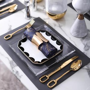 Plates Geometric Polygon Ceramic Plate Western Dinner Steak Set Tray High Class Round Dish Transparent Square Crystal