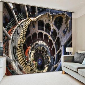 Perde Klasik Ev Dekoru Yatak Odası Dekorasyonu 3D Avrupa Stereo Dairesel Merdiven Karartma Pencere Perdeleri