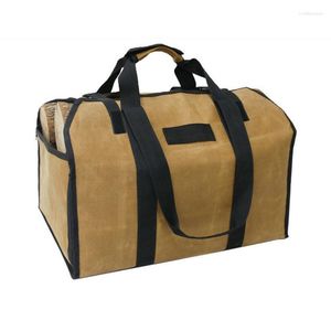 Bolsas de armazenamento Tote bolsa à prova d'água para transportar lenha dobrável madeira transportadora madeira com alças porta -fogo