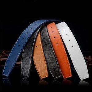 Belts No Buckle Belt Luxury Men PU Leather For Automatic Waist Strap Fashion Sewing Thread Black Male Jeans Waistband 3.8CM WidBelts