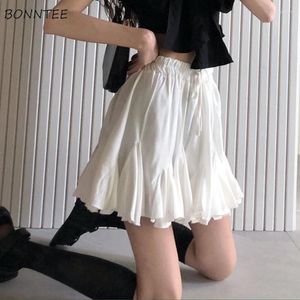 Skirts Women Tender Summer Schoolgirl Trendy Solid Feminine Faldas Korean Style Streetwear Slim All-match Student Sweet