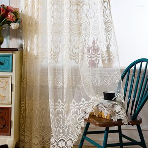 Curtain Curtains For Living Dining Room Bedroom Tulle Sheer Yarn 3D Foliage Nest High-grade European American Embossed Embroidery Flower