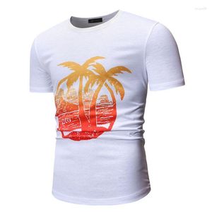 Men's T Shirts Hawaiian Clothing Plant Flower Tees Summer Tops Casual Beach Short Sleeve T-Shirt Men White Black