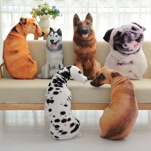 Kudde 3D Söt Bend Dog Printed Throw Lifelike Animal Funny Head Cosplay Barn Favoritleksak för hemmet