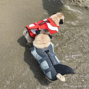Köpek giyim hayat yeleği yaz baskılı evcil hayvan ceket palyaçolu güvenlik kıyafetleri köpekler mayo evcil hayvan yüzme takım elbise