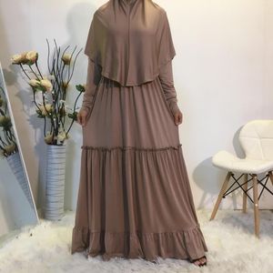 Ethnic Clothing Eid Hooded Muslim Sets Hijab Dress Women Prayer Garment Jilbab Abaya Khimar Long Ramadan Gown Abayas Skirt Islam Clothes