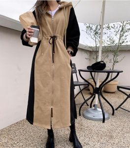 Casual Dresses SuperAen Korean Version 2023 Autumn And Winter Cotton Wild Drawstring Fashion Cashmere Hooded